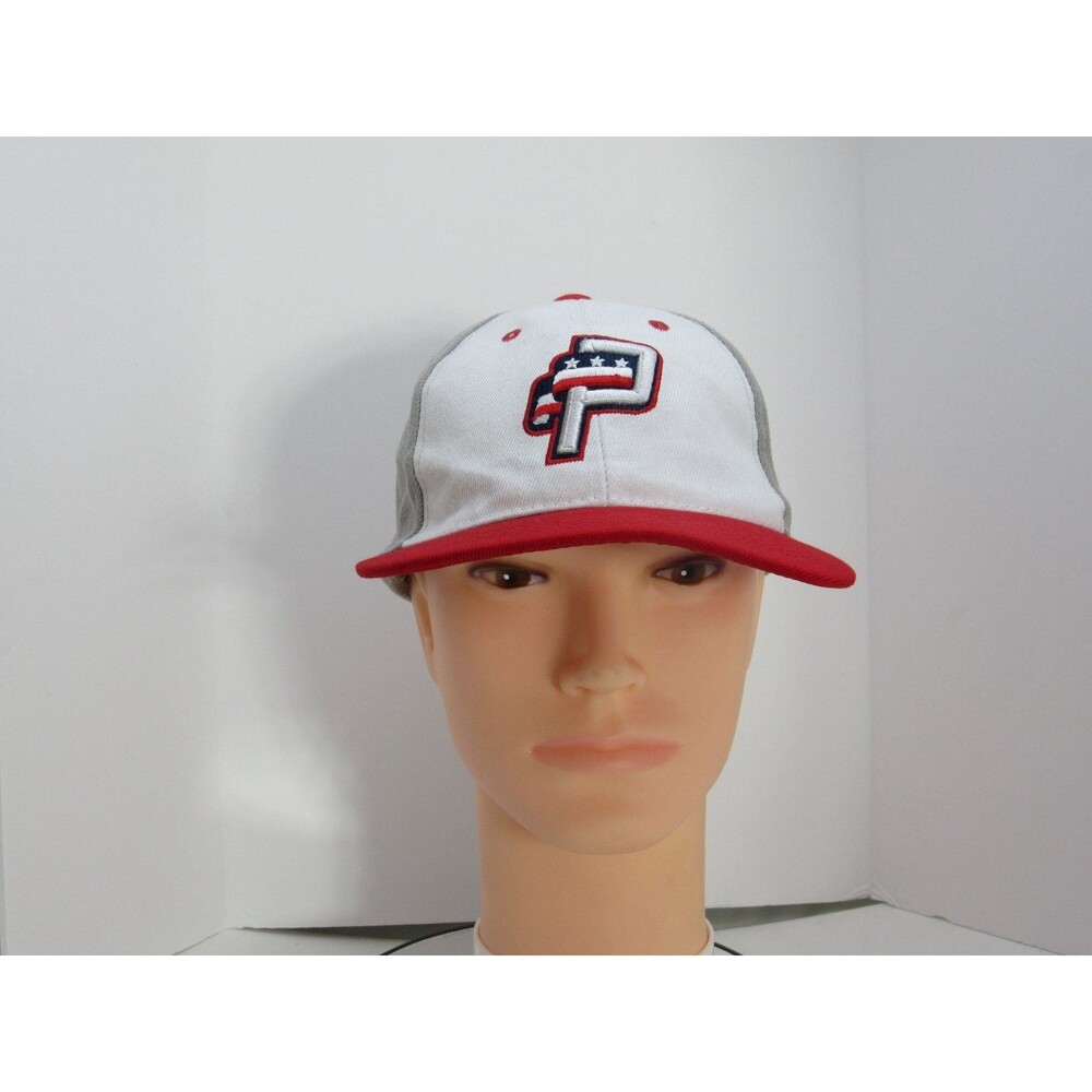 Melonwear Baseball Cap Men's Adjustable White Grey Red Patriotic P Logo Hat